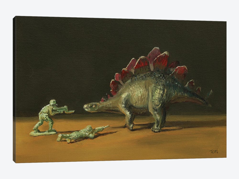 Attack Of The Stegosaurus by Tom Clay 1-piece Canvas Art Print