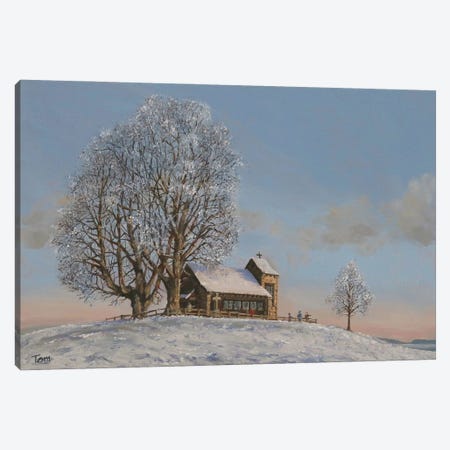 The Chapel At Michaelskreuz In The Snow Canvas Print #TLY60} by Tom Clay Canvas Art