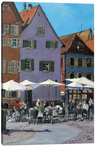 Cafe In Early Spring, Colmar Canvas Art Print - Cafe Art