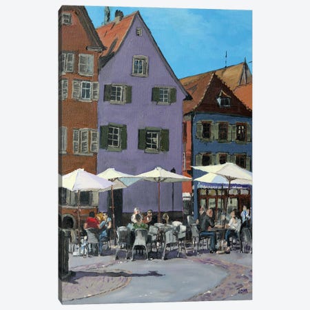 Cafe In Early Spring, Colmar Canvas Print #TLY63} by Tom Clay Canvas Art