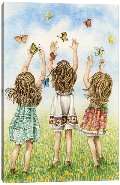 Chasing Butterflies Canvas Art Print - The Joy of Life