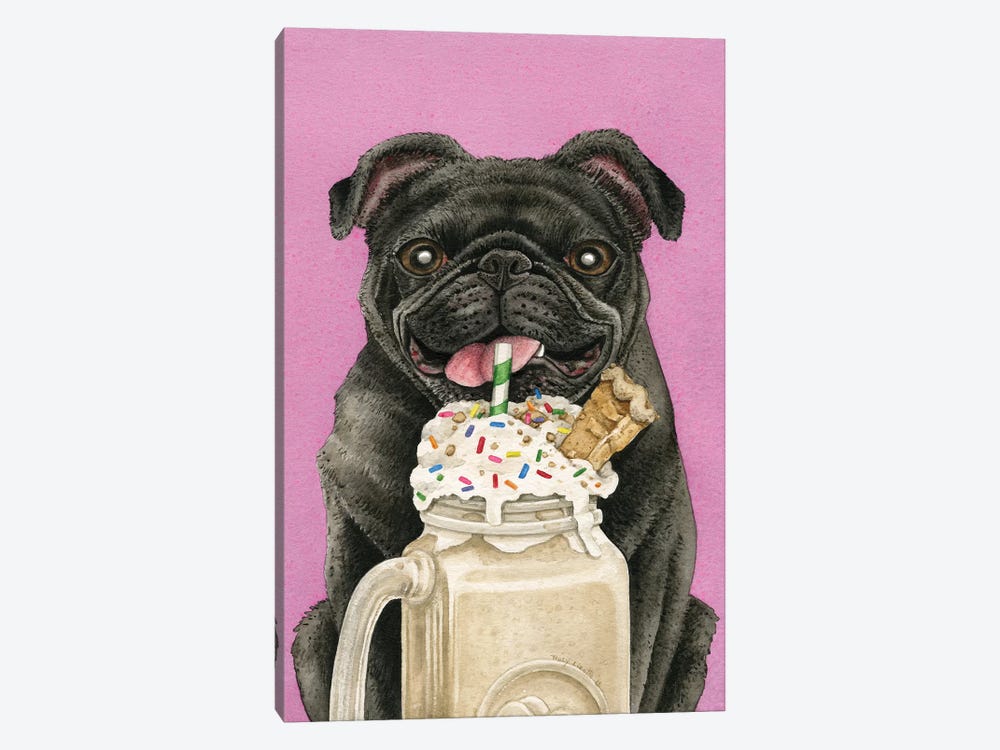 Brain Freeze With Black Pug by Tracy Lizotte 1-piece Art Print