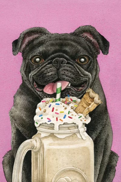 Foodie: Brain Freeze With Black Pug by Tracy Lizotte
