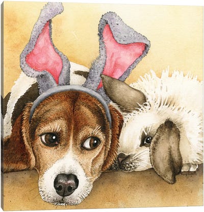 Bunny Friends Canvas Art Print - Easter Art