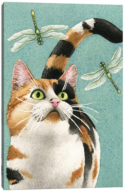 Catch Me If You Can Canvas Art Print - Calico Cat Art