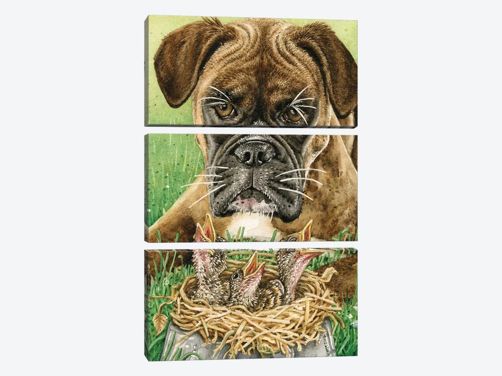 Dog Dish Dilemma by Tracy Lizotte 3-piece Canvas Art Print