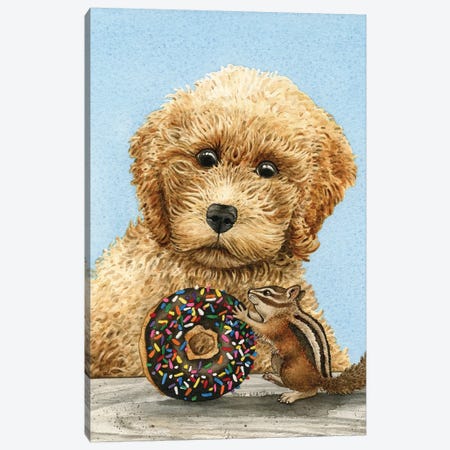 Donut Thief Canvas Print #TLZ27} by Tracy Lizotte Canvas Wall Art