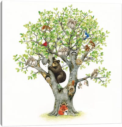 Animal Tree Canvas Art Print - Tracy Lizotte