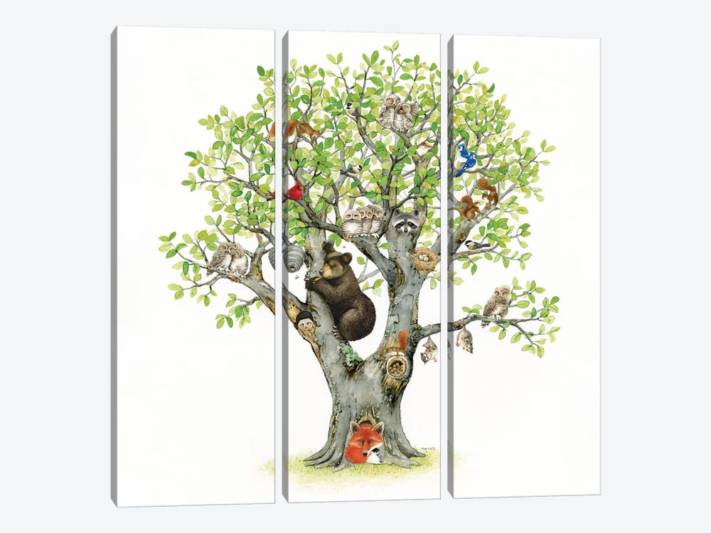 Animal Tree by Tracy Lizotte 3-piece Canvas Print