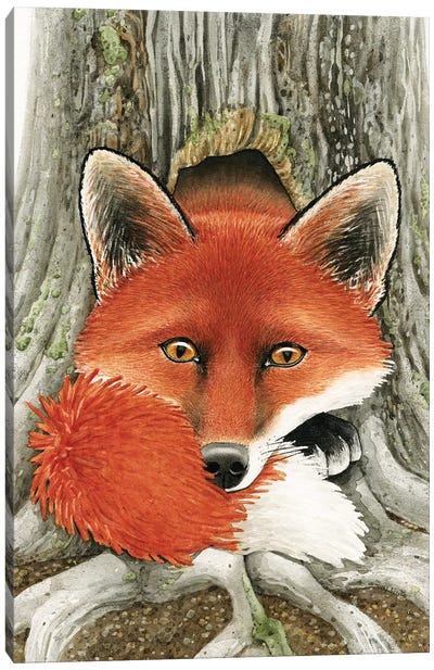 Fox Hole Canvas Art Print - Fox Art