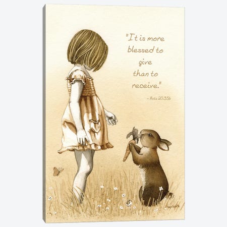 Girl With The Giving Rabbit Canvas Print #TLZ39} by Tracy Lizotte Canvas Art