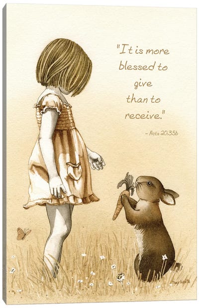 Girl With The Giving Rabbit Canvas Art Print - Kindness Art