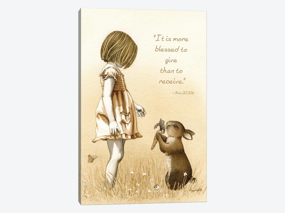 Girl With The Giving Rabbit by Tracy Lizotte 1-piece Canvas Wall Art