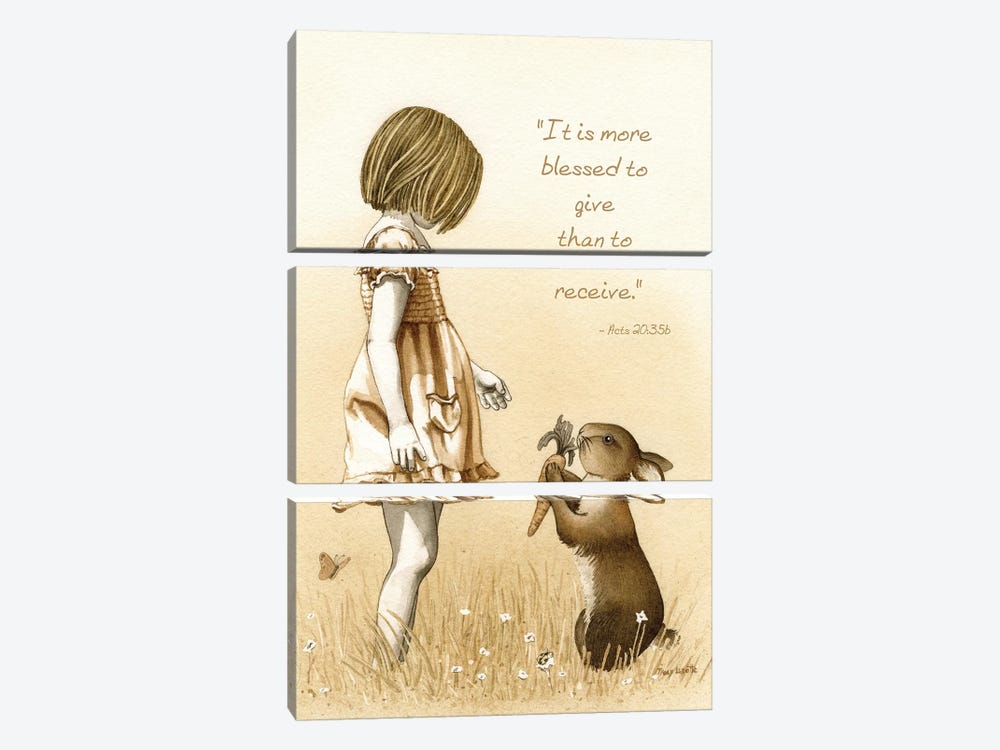 Girl With The Giving Rabbit by Tracy Lizotte 3-piece Canvas Artwork