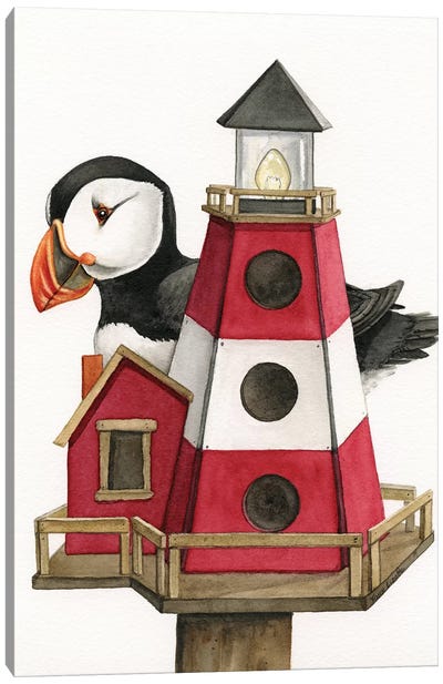 Lighthouse Living Canvas Art Print - Puffin Art