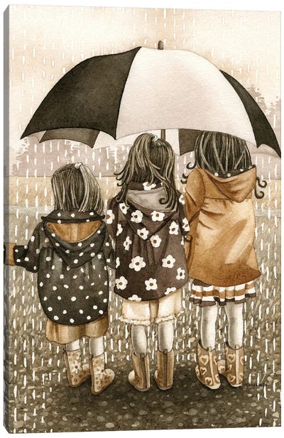 Rainy Day Canvas Art Print - Child Portrait Art