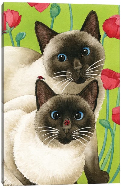 Seeing Two Canvas Art Print - Siamese Cat Art