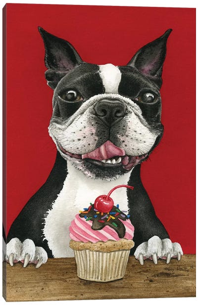 Boston Cupcake Canvas Art Print - Boston Terrier Art