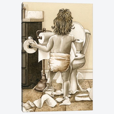 Toddler With Toliet Paper Canvas Print #TLZ85} by Tracy Lizotte Canvas Art