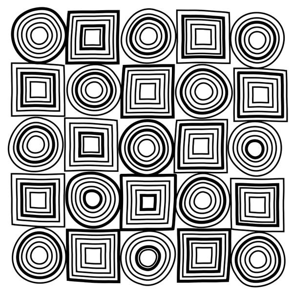 Black & White Patterns: Circle Square Mixed Lines  by The Maisey Design Shop