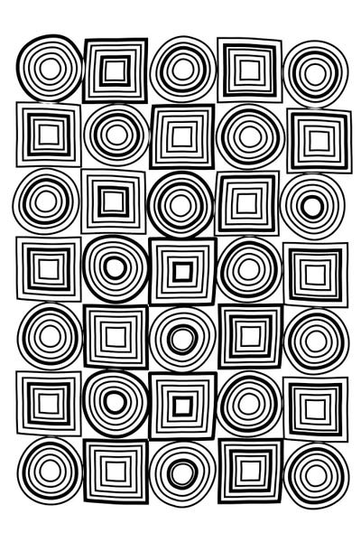 Black & White Patterns: Circle Square Mixed Lines Portrait by The Maisey Design Shop