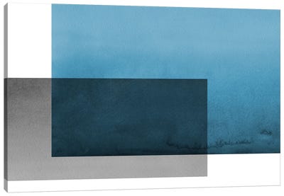 Colorblock Blue Gray Canvas Art Print - Minimalist Living Room