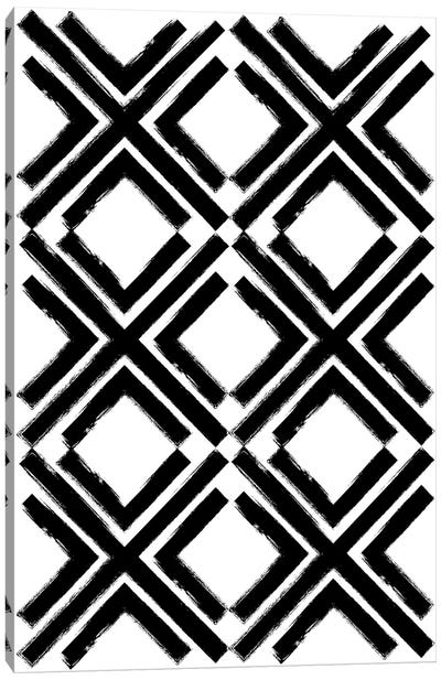 Cross Pattern Black Canvas Art Print - Black & White Patterns