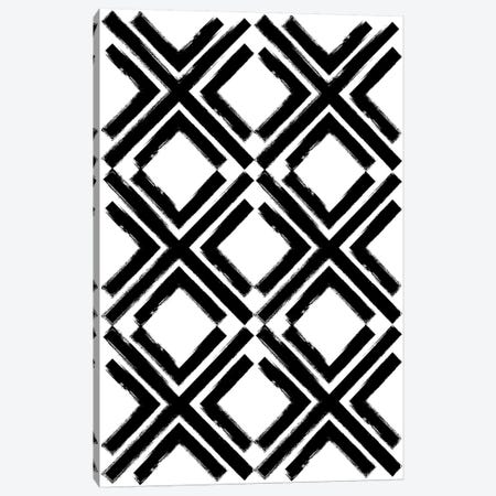 Cross Pattern Black Canvas Print #TMD16} by The Maisey Design Shop Canvas Artwork