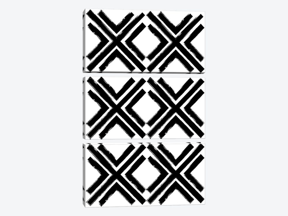 Cross Pattern Black by The Maisey Design Shop 3-piece Canvas Art Print