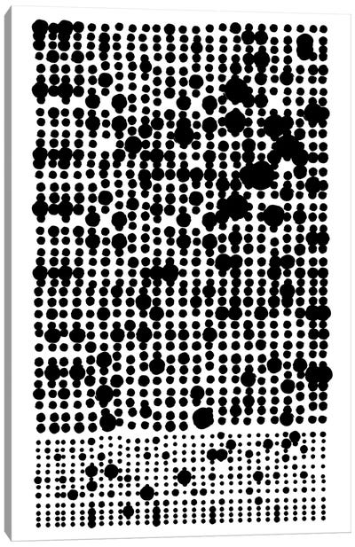 Rows Of Dots Canvas Art Print - Black & White Minimalist Décor