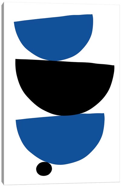 Stacked - Black & Blue Canvas Art Print - Pantone 2020 Classic Blue