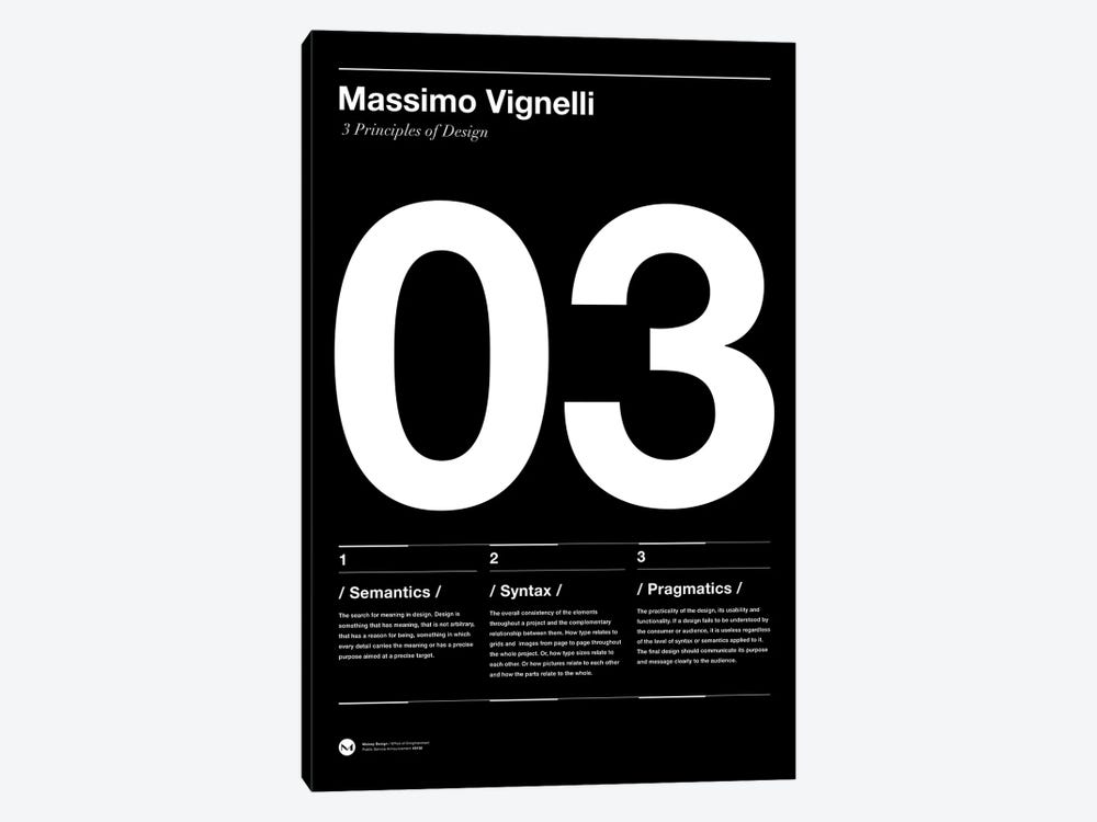 Vignelli's Three Principles of Design by The Maisey Design Shop 1-piece Art Print