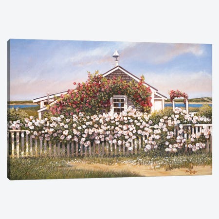 Cottage and Roses Canvas Print #TMI12} by Tom Mielko Canvas Wall Art