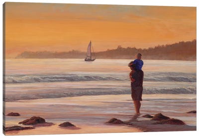 Fathers Day at Sunset Canvas Art Print - Tom Mielko