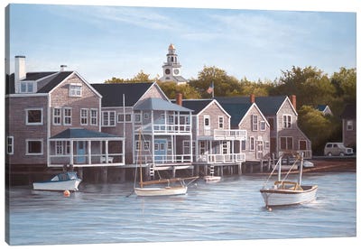 North Wharf Light Canvas Art Print - Coastal Village & Town Art