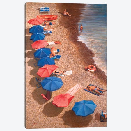 Beach Umbrellas I Canvas Print #TMI6} by Tom Mielko Canvas Art