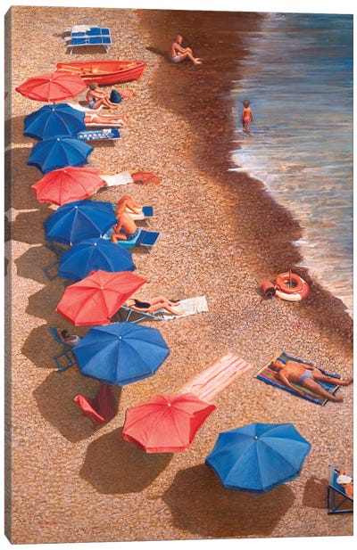Beach Umbrellas I Canvas Art Print - Tom Mielko