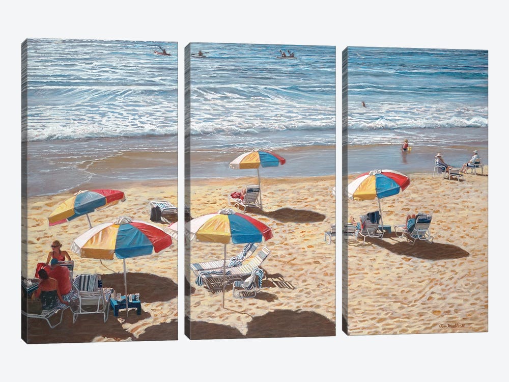 Beach Umbrellas II by Tom Mielko 3-piece Canvas Wall Art
