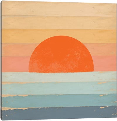 Sunrise Over The Sea Canvas Art Print - Stripe Patterns