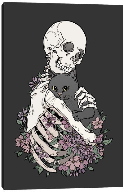 Cuddlecat Canvas Art Print - Skeleton Art