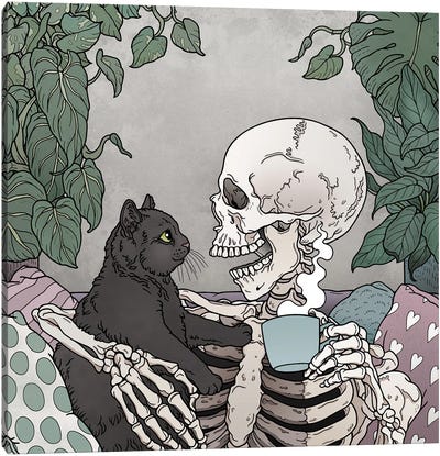 Best Friends Forever Canvas Art Print - Black Cat Art