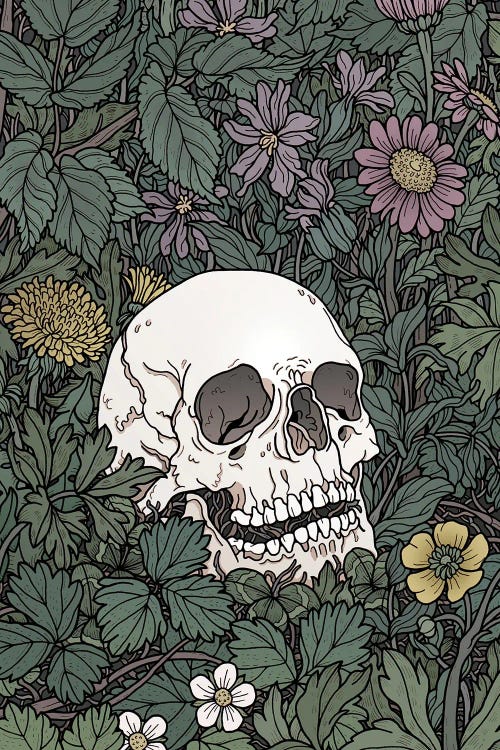 Skull And Flowers by Tiina Menzel wall art