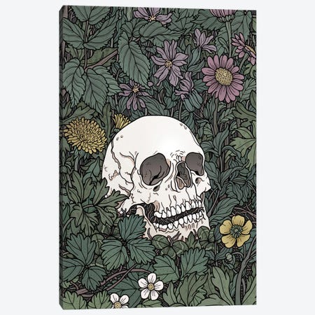 Skull And Flowers Canvas Print #TMN24} by Tiina Menzel Art Print