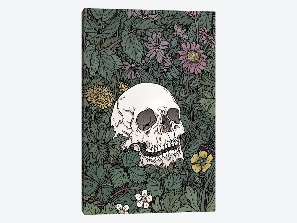 Skull And Flowers by Tiina Menzel 1-piece Canvas Wall Art