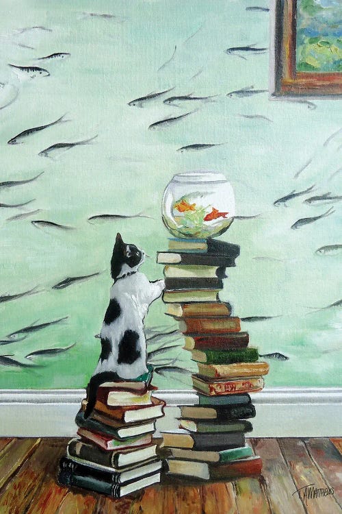 Curious Kitten With Fish Bowl by Timothy Adam Matthews wall art