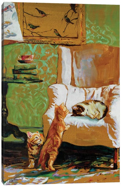 Curious Kittens III Canvas Art Print - Calico Cat Art