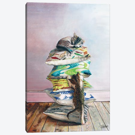 Cushion Kitty II Canvas Print #TMW13} by Timothy Adam Matthews Canvas Art