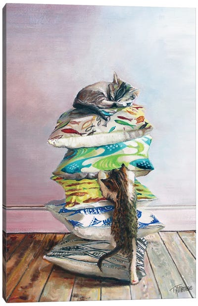 Cushion Kitty II Canvas Art Print - Tabby Cat Art