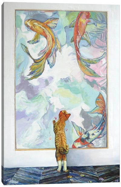 Gallery Cat Canvas Art Print - Life Imitates Art