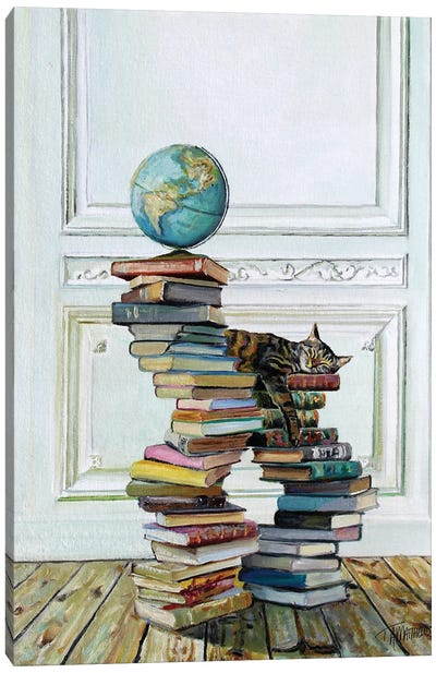 Around The World In 80 Catnaps Canvas Art Print - Globes